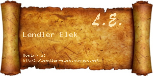 Lendler Elek névjegykártya